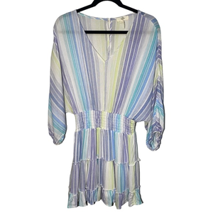 Entro Womens Medium Rainbow Striped Mini Dress‎